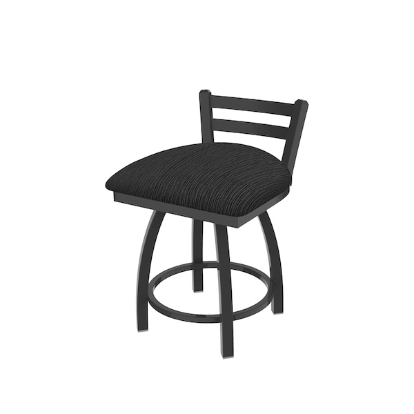 18" Low Back Swivel Vanity Stool, Pewter Finish, Graph Coal Seat